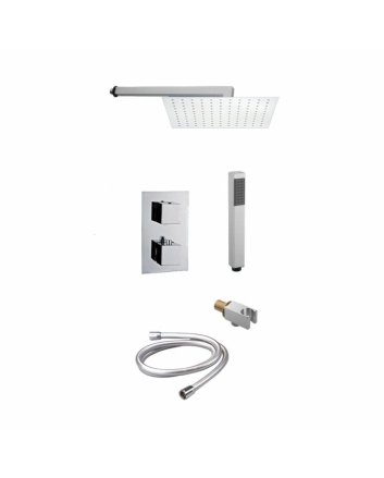 Sani DeLuxe Doucheset inbouw met thermostaat, muurbevestiging / douchekop 30 cm vierkant Chroom