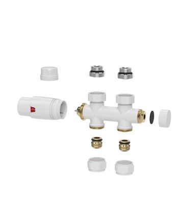 Riko Set thermostatisch onderblok, recht, glanzend wit
