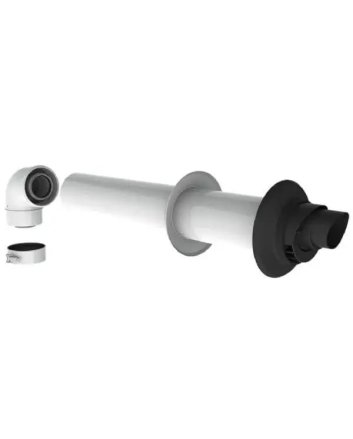 Concentrische HR PP Geveldoorvoer Lengte 765 mm / Ø60/100 mm met Bocht 90°