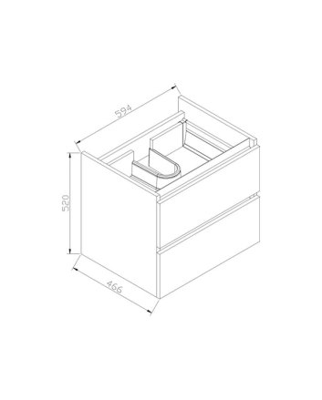 Sani DeLuxe Trendline onderkast met greeplijst aluminium 60 Hoogglans Antraciet