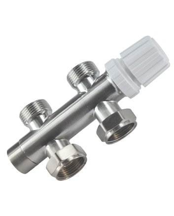 Thermostatisch onderblok 3/4", recht, geborsteld staal