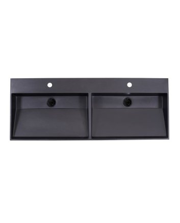 Sani DeLuxe Wastafel Quartz Trend 140 dubbele wasbak, zonder kraangat