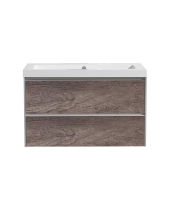 Sani DeLuxe Aktieset badmeubel PL greeploos 80 Century Oak zonder spiegel