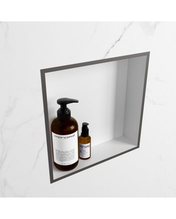 Mondiaz Easy Nis 29,5x29,5cm in solid surface kleur DarkGrey | Talc. 1 vak  geschikt voor in- of opbouw