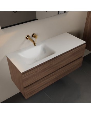 Mondiaz Aivy 120cm badmeubel Mocha, wastafel Talc solid surface links zonder kraangat
