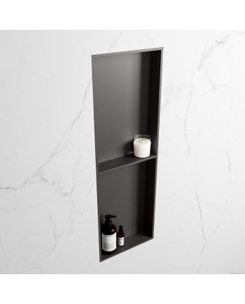 Mondiaz Easy Nis 149,5x29,5cm in solid surface kleur DarkGrey | DarkGrey. 2 vakken geschikt voor in- of opbouw