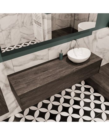 Mondiaz Lush 150 badmeubel dark brown 1 lades wastafel Barco rechts 1 kraangat