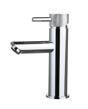 Sani DeLuxe Wastafelmengkraan opbouw Mia Chroom met geribbeld knop