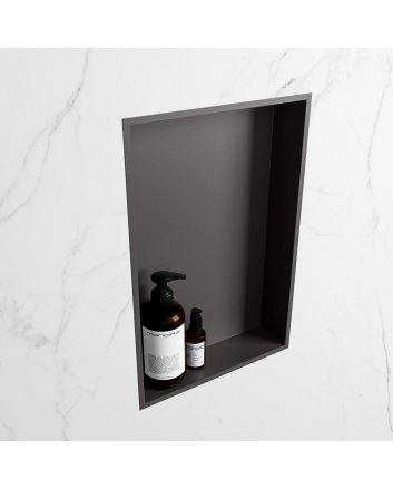 Mondiaz Easy Nis 44,5x29,5cm in solid surface kleur DarkGrey | DarkGrey. 1 vak  geschikt voor in- of opbouw