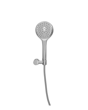 UniMatch handdoucheset met handdouche 3 standen Ø 12 cm, doucheslang en wandhouder kantelbaar chroom
