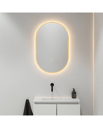 Mondiaz Glow spiegel ovaal 45x90cm Ocher Bewegingssensor LED verlichting rondom