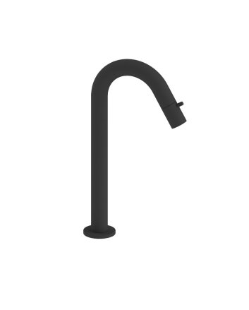 Sani DeLuxe Fonteinkraan opbouw hoog met gebogen uitloop rond Mat Zwart