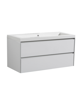 Sani DeLuxe Aktieset badmeubel PL greeploos 120 Hoogglans Wit zonder spiegel