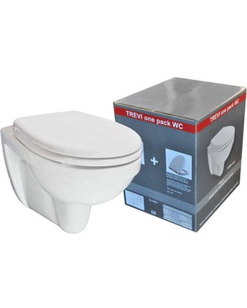 Trevi wandcloset verkort Kiwa met Menir toiletzitting softclose en quick release glans wit