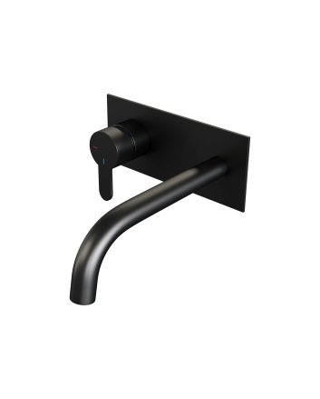BRAUER Black Edition inbouw wastafelmengkraan met gebogen uitloop en afdekplaat model D2 mat zwart