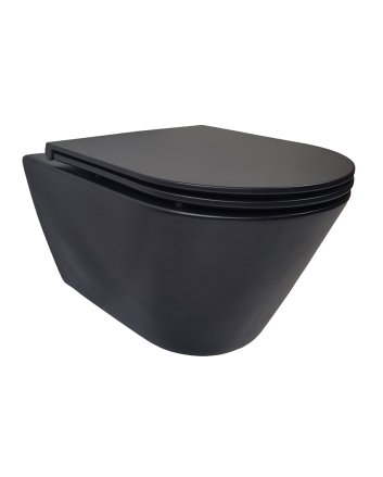 Stereo wandcloset rimless met Flatline toiletzitting softclose en quick release mat zwart