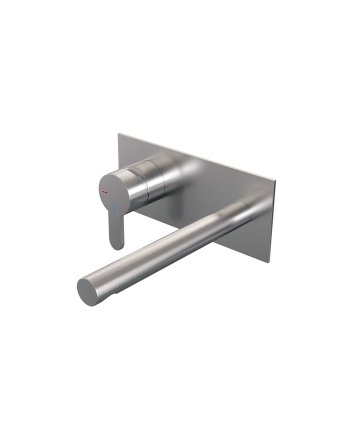 BRAUER Brushed Edition inbouw wastafelmengkraan met rechte uitloop en afdekplaat model D2 RVS geborsteld PVD