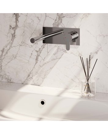BRAUER Chrome Edition inbouw wastafelmengkraan met rechte uitloop en afdekplaat model D1 chroom