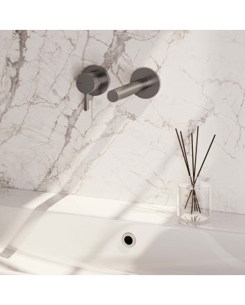 BRAUER Brushed Edition inbouw wastafelmengkraan met rechte uitloop en rozetten model E2 RVS geborsteld PVD