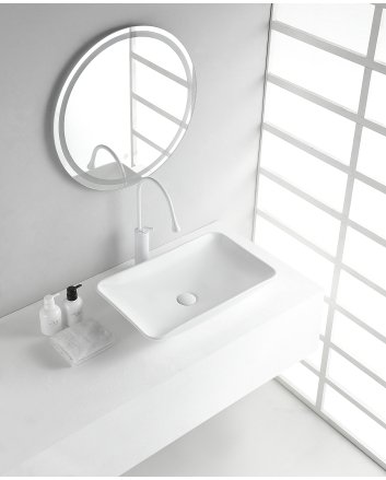 Karé waskom rechthoekig 58 x 36 x 11,5 cm keramiek glans wit