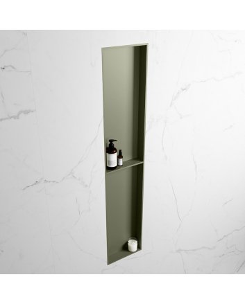 Mondiaz Easy Nis 89,5x29,5cm in solid surface kleur Army | Army. 2 vakken geschikt voor in- of opbouw