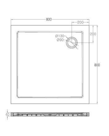 luxe douchebak SMC vierkant 800x800x40 wit
