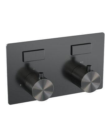 BRAUER Gunmetal Carving 2-weg inbouwthermostaat met drukknoppen met in- en afbouwdelen gunmetal geborsteld PVD