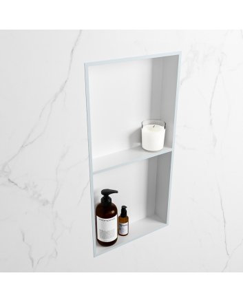 Mondiaz Easy Nis 59,5x29,5cm in solid surface kleur Clay | Talc. 2 vakken geschikt voor in- of opbouw