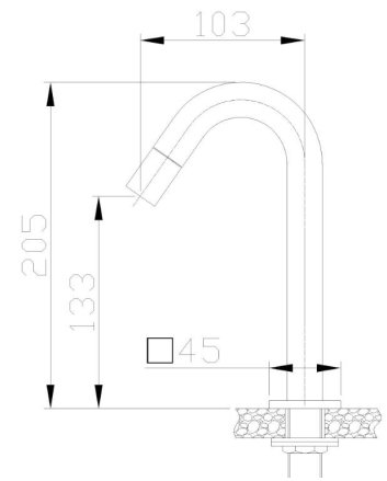 Kappa fonteinkraan met gebogen uitloop 1/2" chroom
