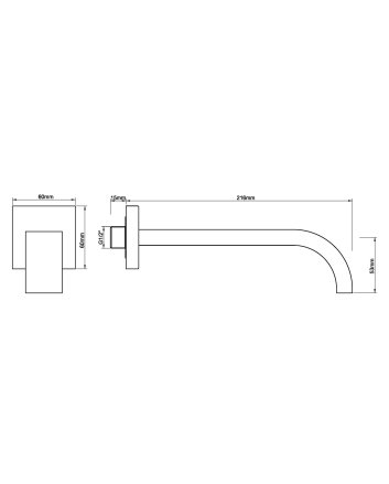 inbouw-uitloop vierkant 22cm 1/2'' geborsteld staal