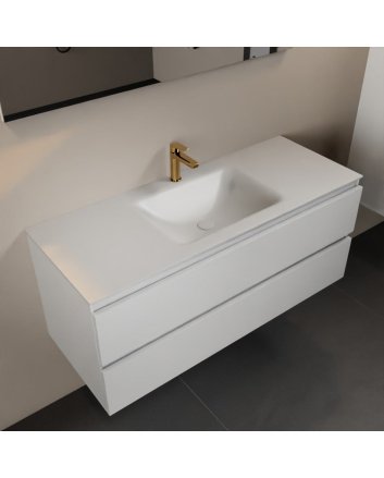 Mondiaz Aivy 120cm badmeubel Talc, wastafel Talc solid surface midden 1 kraangat