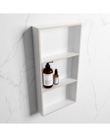 Mondiaz Easy Nis 59,5x29,5cm in solid surface kleur Linen | Talc. 3 vakken  geschikt voor in- of opbouw