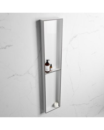 Mondiaz Easy Nis 89,5x29,5cm in solid surface kleur DarkGrey | Talc. 2 vakken geschikt voor in- of opbouw