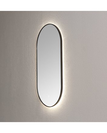 Sani DeLuxe Spiegel ambiance ovaal Mat Zwart met indirecte LED verlichting, 3 kleur instelbaar &amp; dimbaar