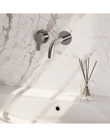 BRAUER Chrome Edition inbouw wastafelmengkraan met gebogen uitloop en rozetten model D2 chroom