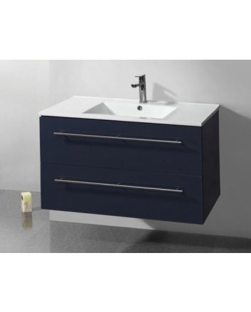 Sani DeLuxe Badmeubelset met RVS greep Keramic 90 Hoogglans Antraciet zonder spiegel