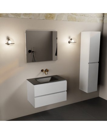Mondiaz Aivy 80cm badmeubel Talc, wastafel Urban solid surface midden zonder kraangat