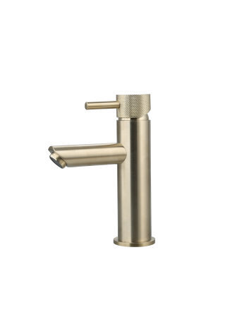 Sani DeLuxe Wastafelmengkraan opbouw Mia Goud Geborsteld met geribbeld knop