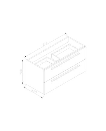 Sani DeLuxe Aktieset badmeubel DL met greep aluminium 100 mat wit zonder spiegel