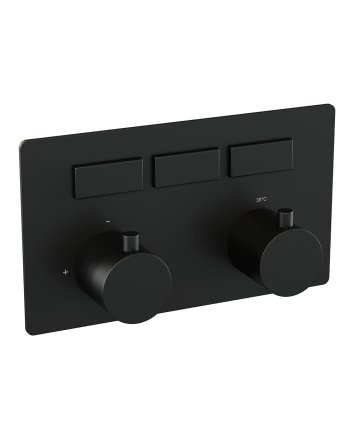 BRAUER Black Edition 3-weg inbouwthermostaat met drukknoppen met in- en afbouwdelen mat zwart