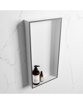 Mondiaz Easy Nis 59,5x29,5cm in solid surface kleur DarkGrey | Talc. 1 vak  geschikt voor in- of opbouw