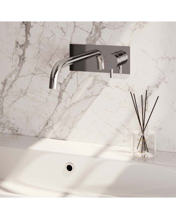 BRAUER Chrome Edition inbouw wastafelmengkraan met gebogen uitloop en afdekplaat model B1 chroom