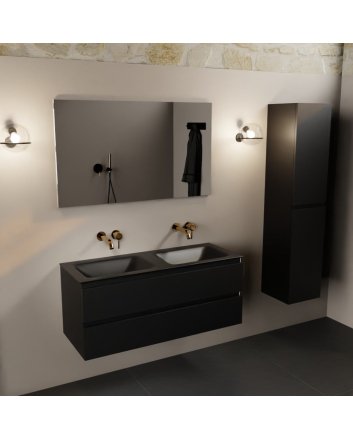 Mondiaz Aivy 120cm badmeubel Urban, wastafel Urban solid surface dubbel zonder kraangat