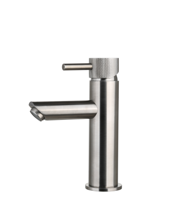 Sani DeLuxe Wastafelmengkraan opbouw Mia Gun Metal met geribbeld knop