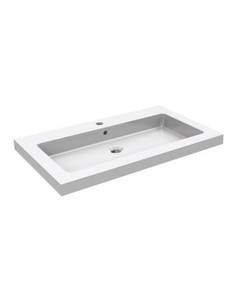 Wiesbaden Kera wastafel enkel met 1 kraangat 60x46x5 cm keramiek glans wit