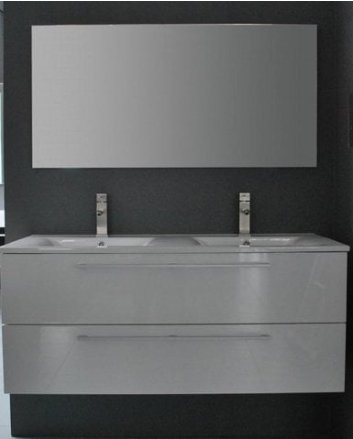 Sani DeLuxe Roma Badmeubelset met aluminium open greep 120 Hoogglans Wit