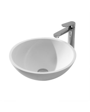 Wiesbaden Valerie waskom rond 43x13 cm solid surface mat wit