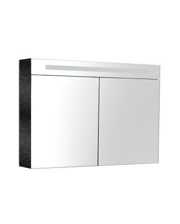 Sani DeLuxe BM spiegelkast met LED verlichting incl. opbouw stopcontact schakelaar 120 Zwart Wengé