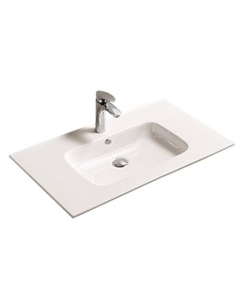 Sani DeLuxe Badmeubelset met RVS greep  Keramic 90 Hoogglans Wit zonder spiegel