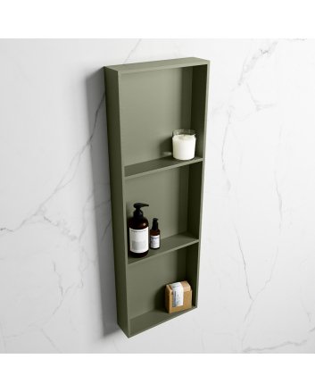 Mondiaz Easy Nis 89,5x29,5cm in solid surface kleur Army | Army. 3 vakken  geschikt voor in- of opbouw